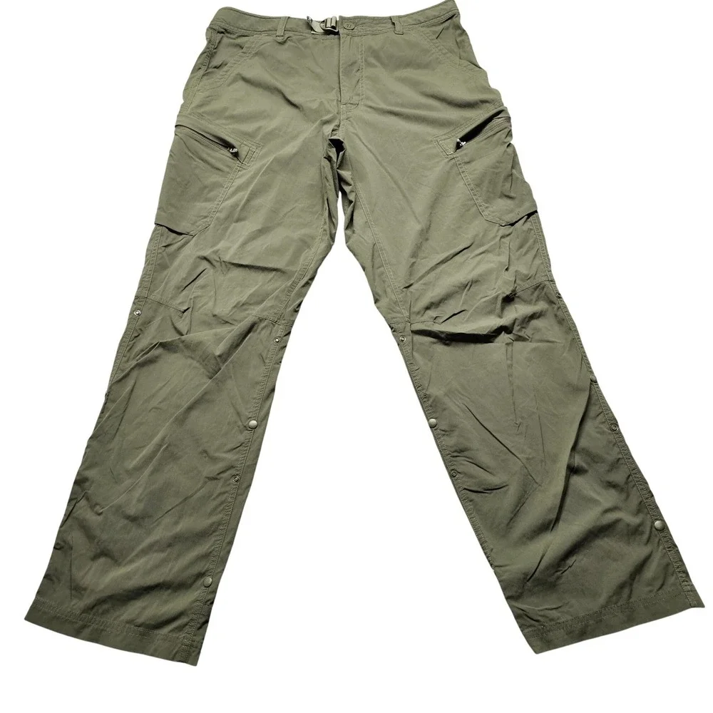 REI Co-op Sahara Cargo Hiking Pants Mens Size 32x30 Army Green Nylon Stretch